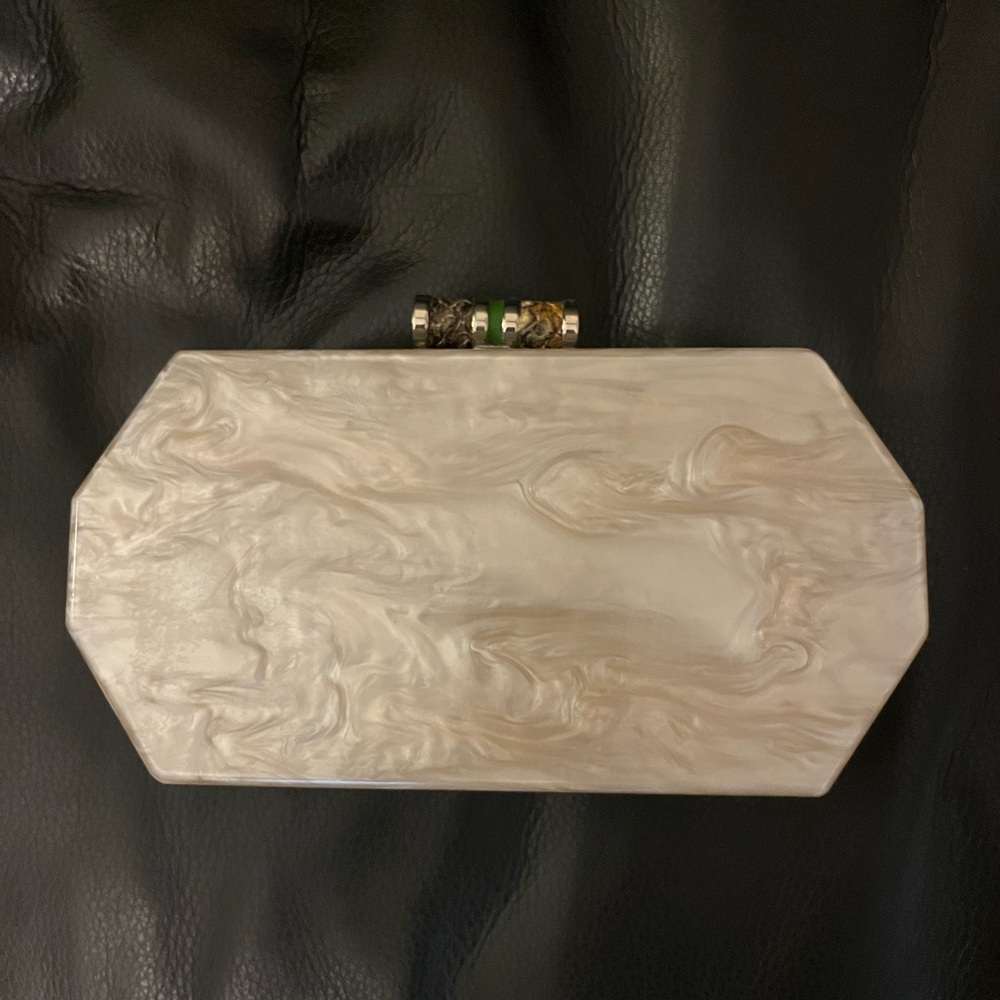Marble Snakeskin Clutch